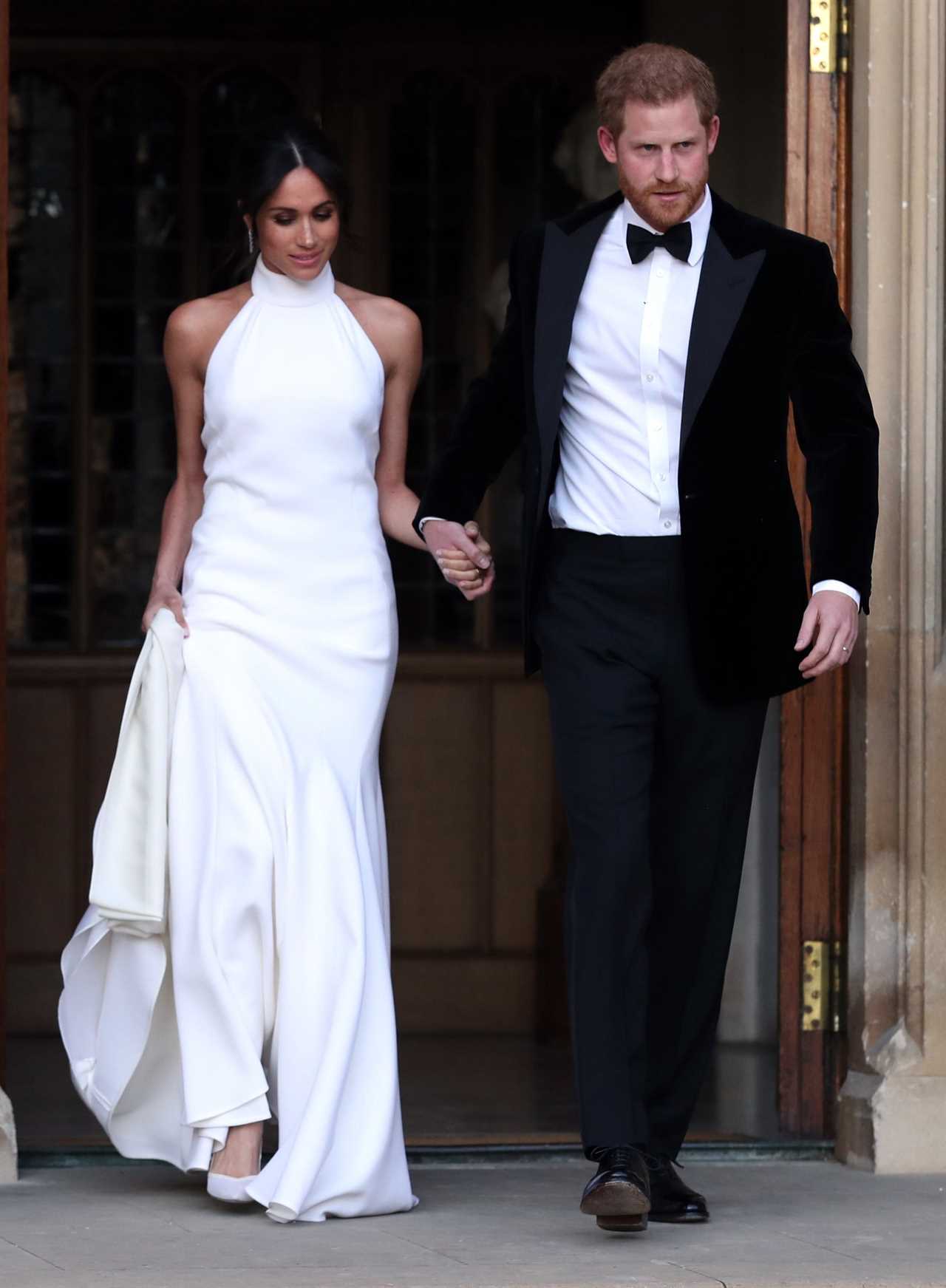 Meghan Markle and Prince Harry leave for their private wedding reception at Frogmore House