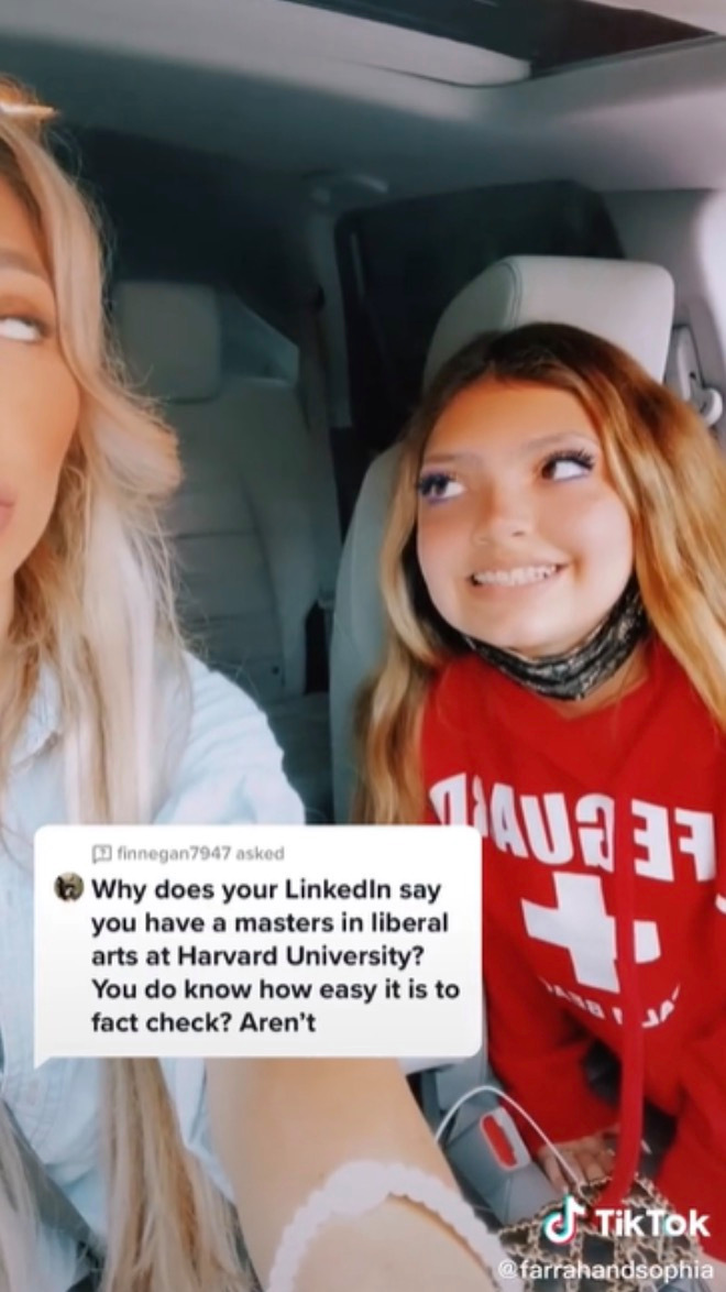 She got her 12-year-old daughter Sophia to confirm it