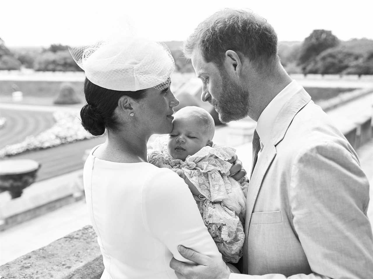 The couple released two pictures after Archie's christening