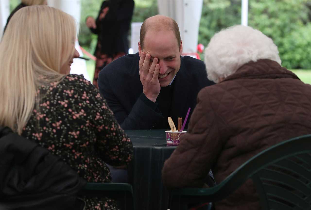 Wills covered his face in mock embarrassment when Betty asked the prince for a kiss on the cheek