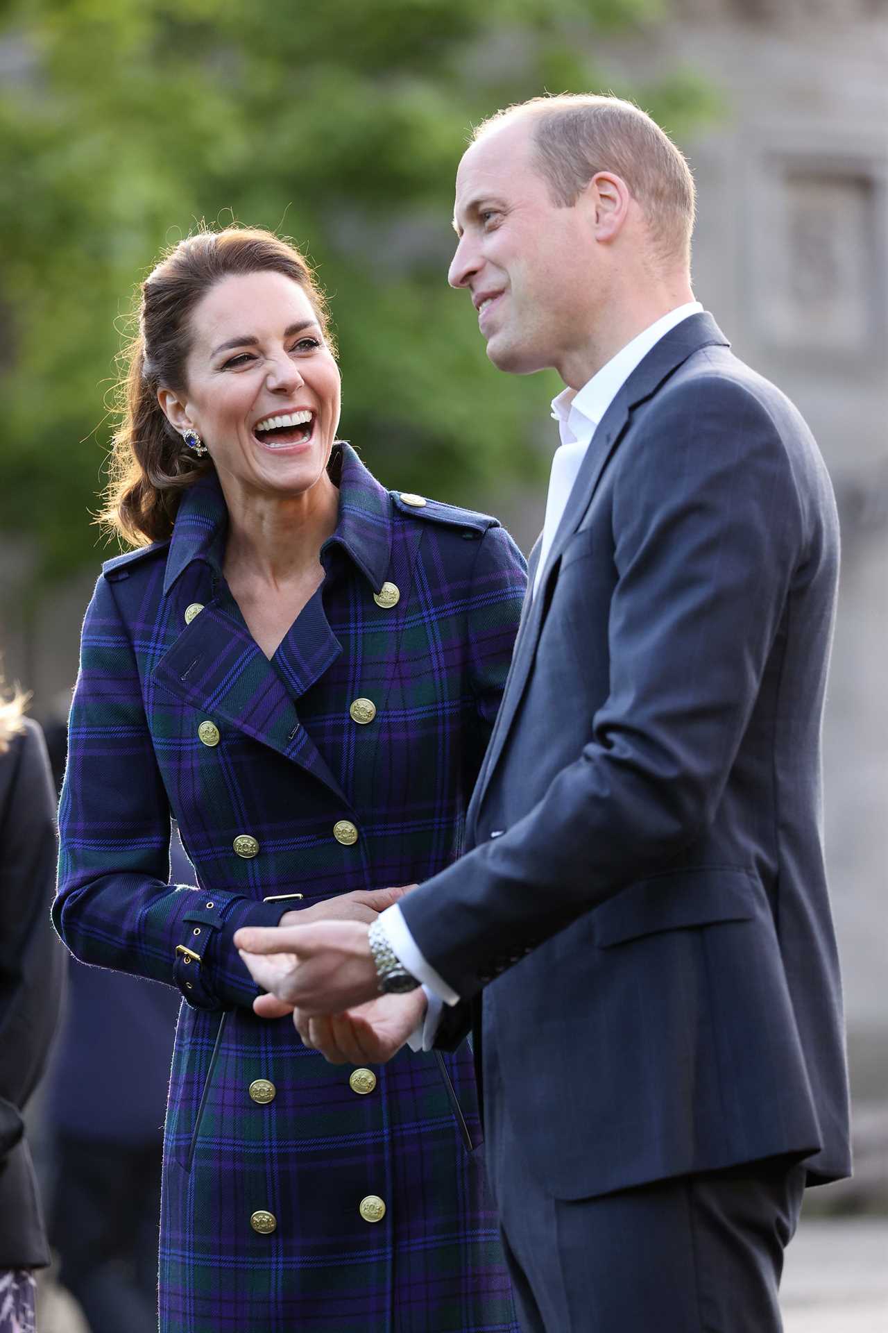 The Duchess wore her hair in a loose ponytail and had a pair of earrings from belonging to The Queen