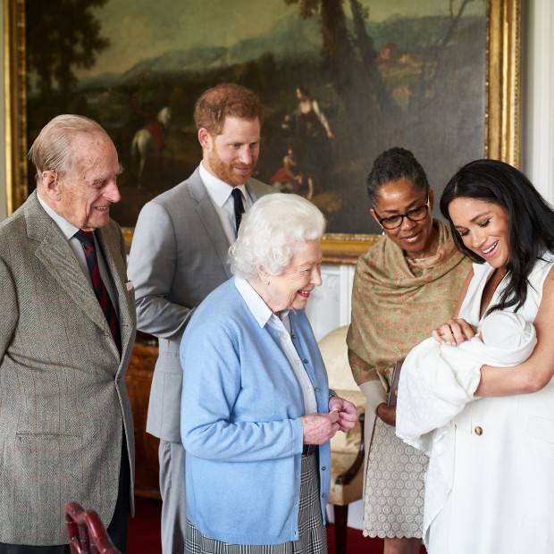 Meghan and Harry, pictured above with son Archie, did not ask the Queen about the name Lilibet, it has been reported