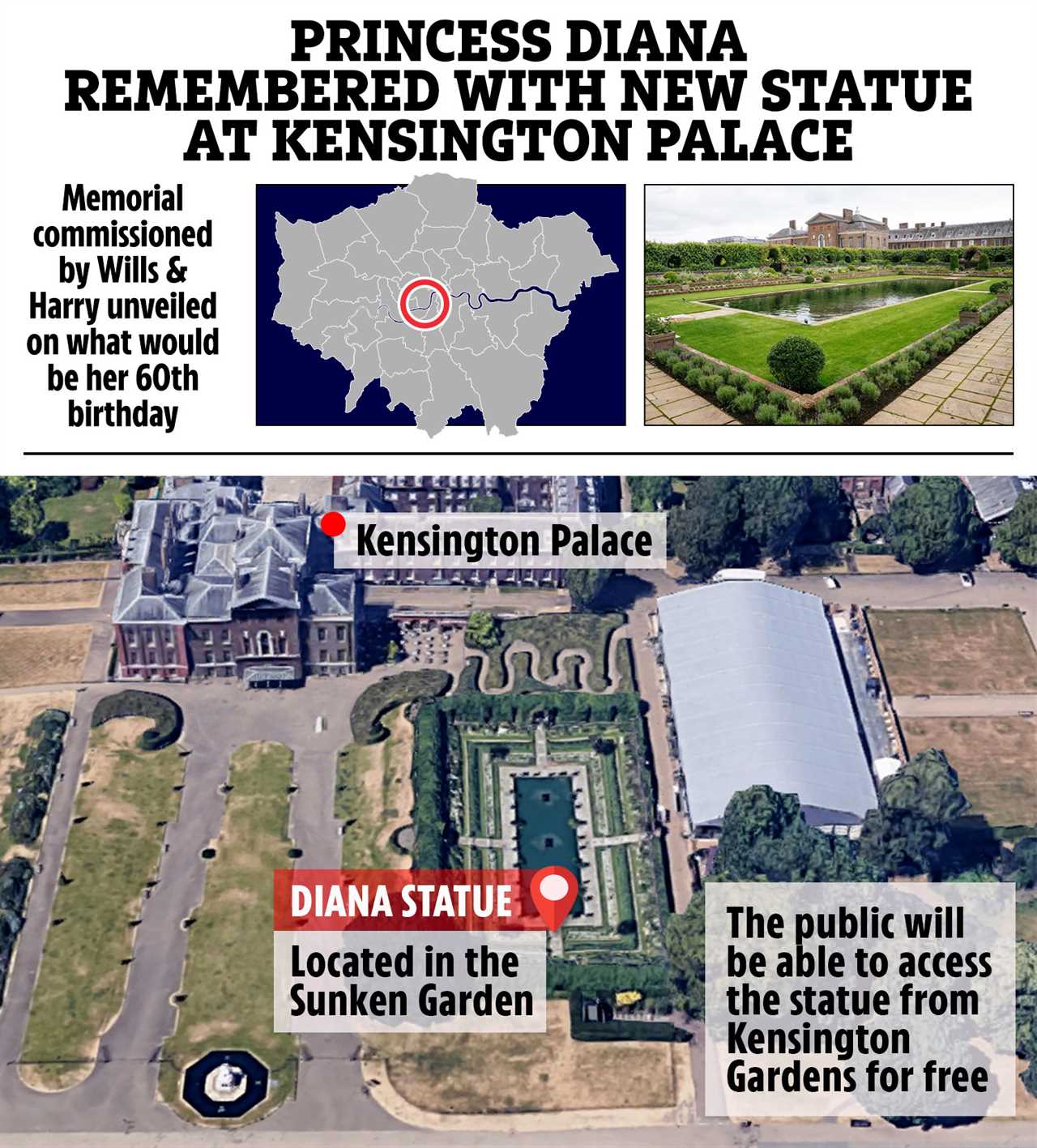 The statue is located in one of Diana's favourite parts of the Palace
