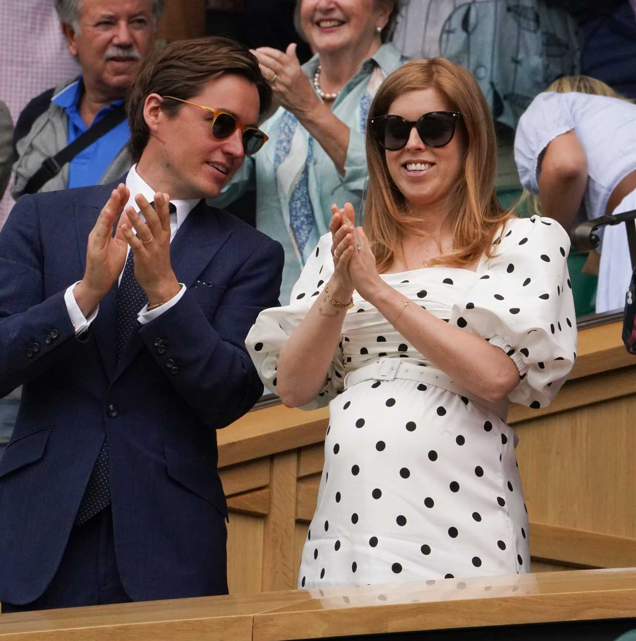 Pregnant Princess Beatrice with husband Edoardo at Wimbledon earlier this year