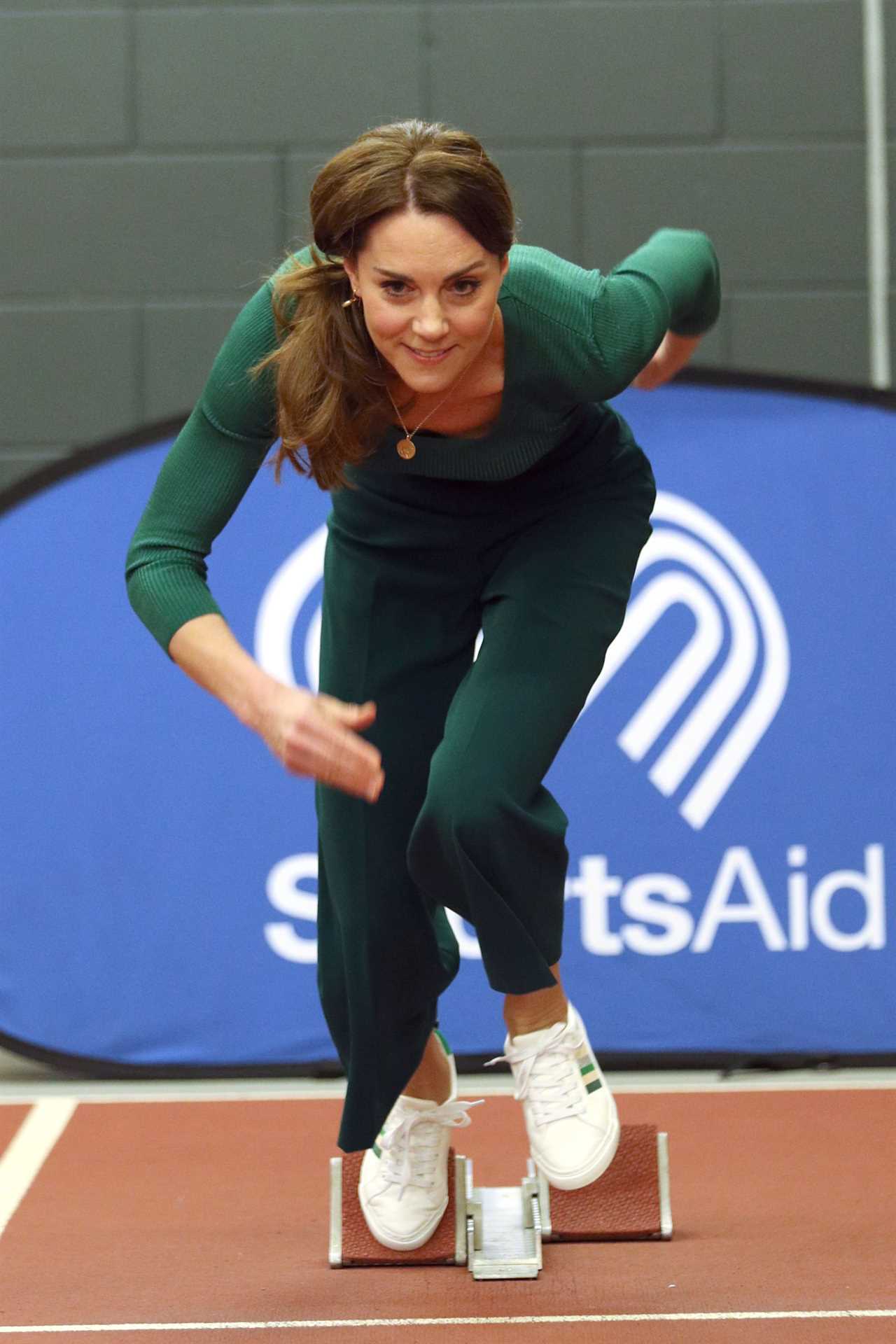 Kate wore a pair of £29.50 M&S trainers racing Olympian Jessica Ennis-Hill for SportsAid