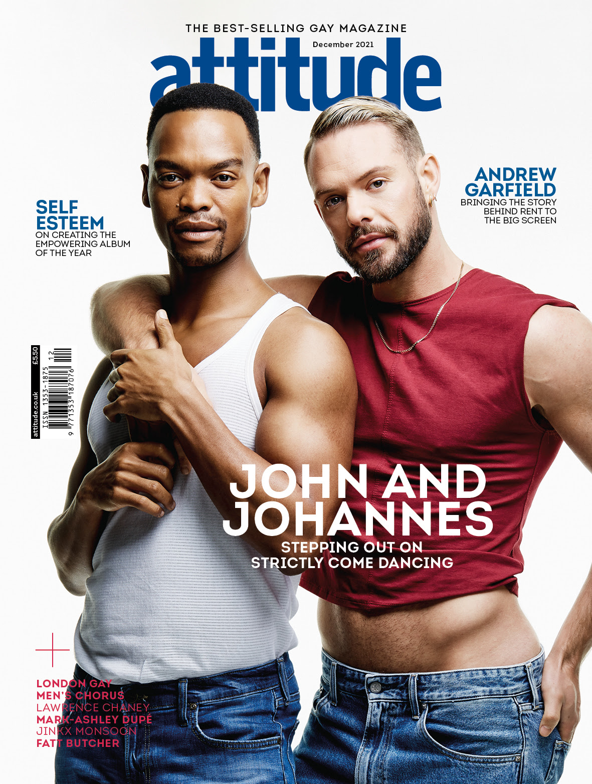 Strictly pro Johannes Radebe and Bake Off winnner John feature on the cover of the latest issue of attitude magazine
