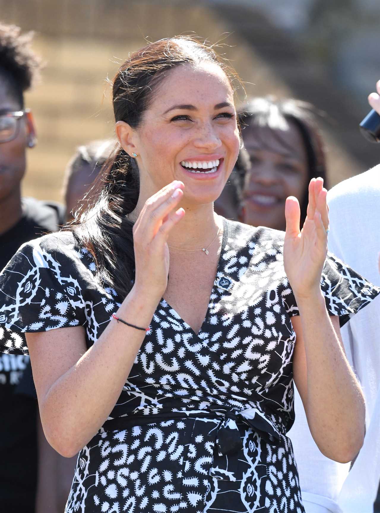 Meghan was last spotted wearing the same symbol during her tour of Africa