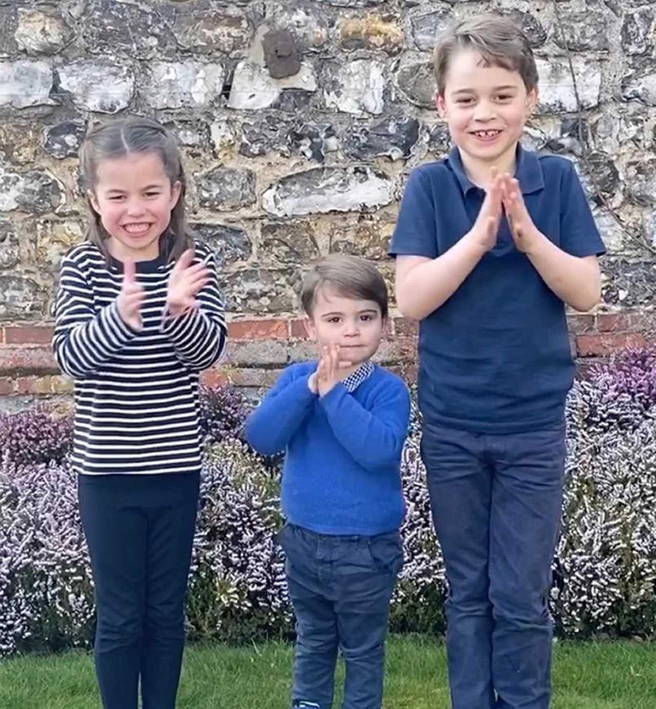 The three Cambridge children joined in the mass applause for the NHS