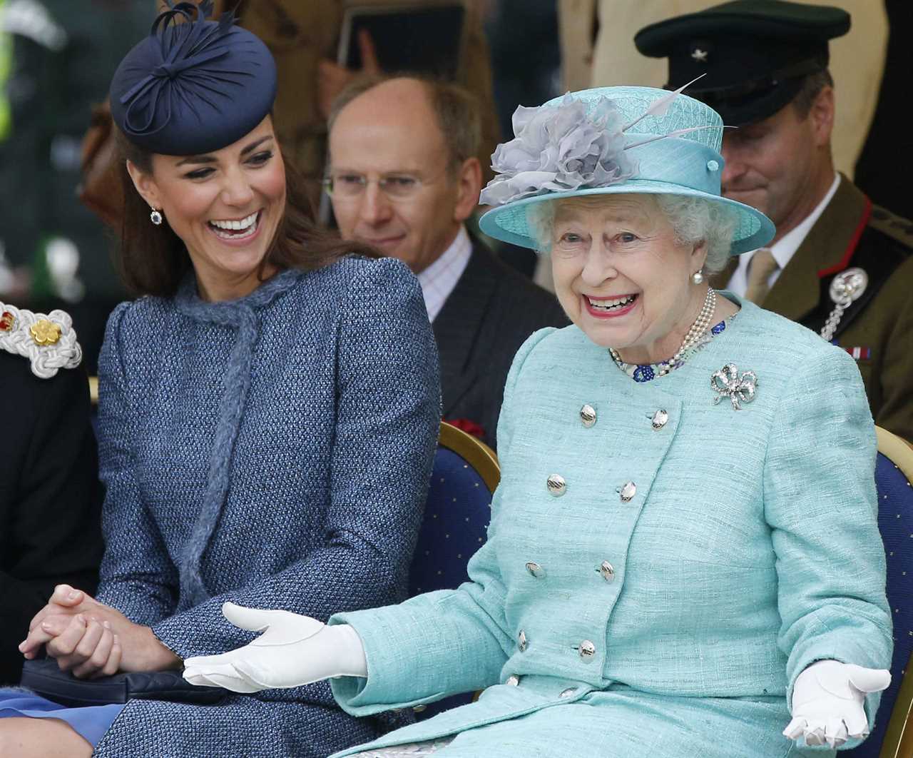 In 2012, the Queen was joking with the Duchess of Cambridge during a Diamond Jubilee visit to Nottingham