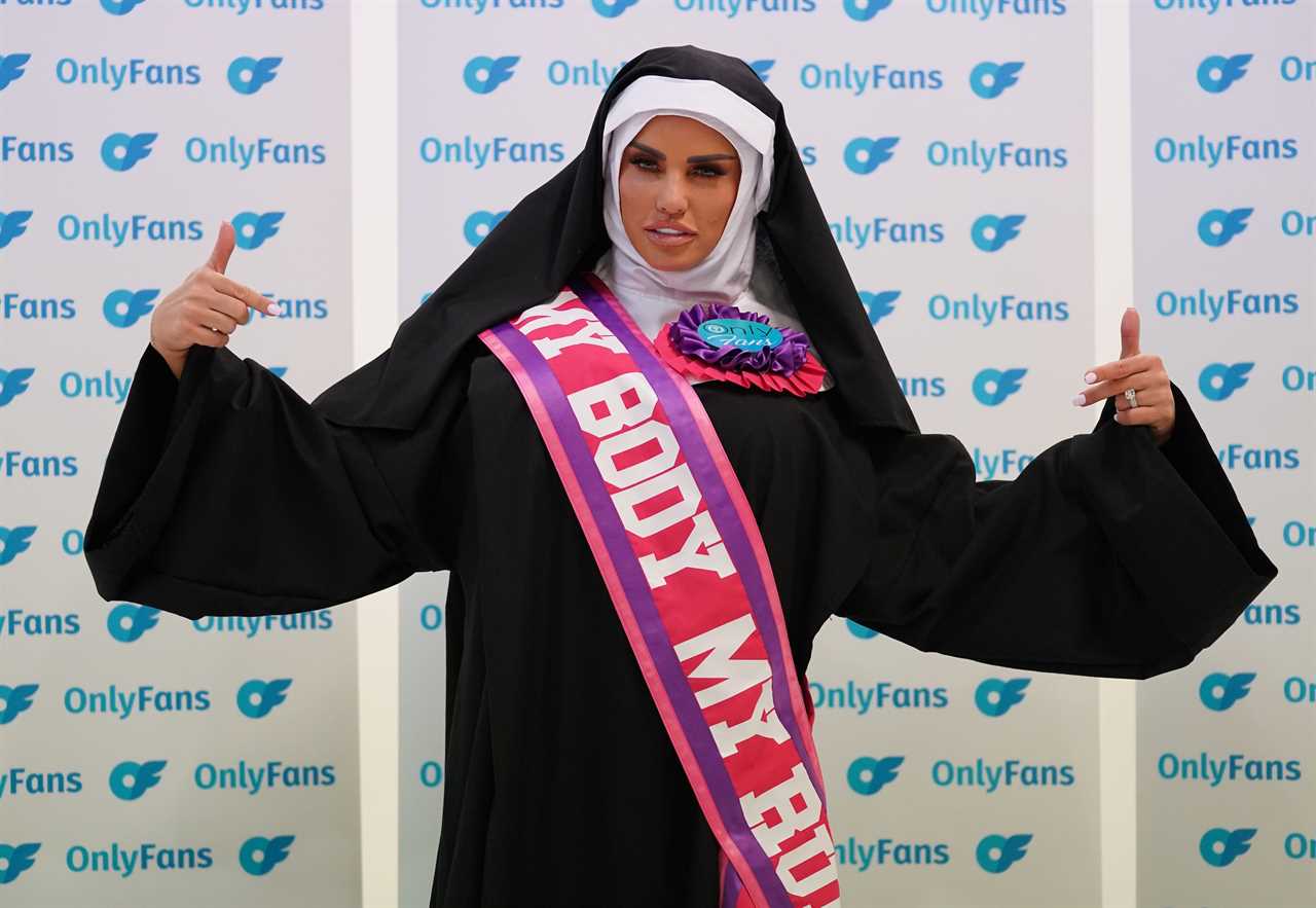 Katie Price dressed as a nun today as she announced she was joining OnlyFans