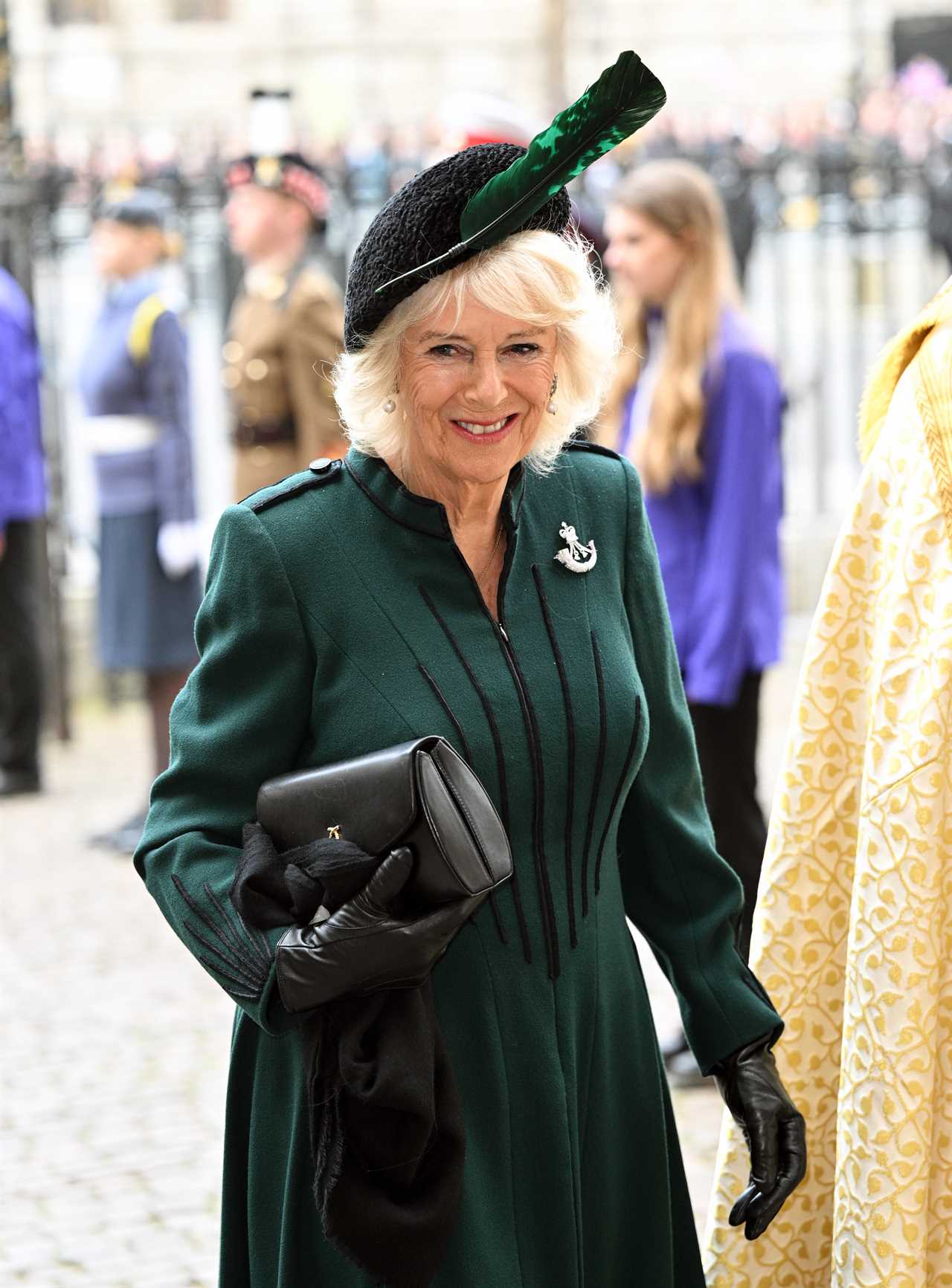 Camilla, the Duchess of Cornwall, arrived at Westminster Abbey in Prince Philip's official livery colour, dark green