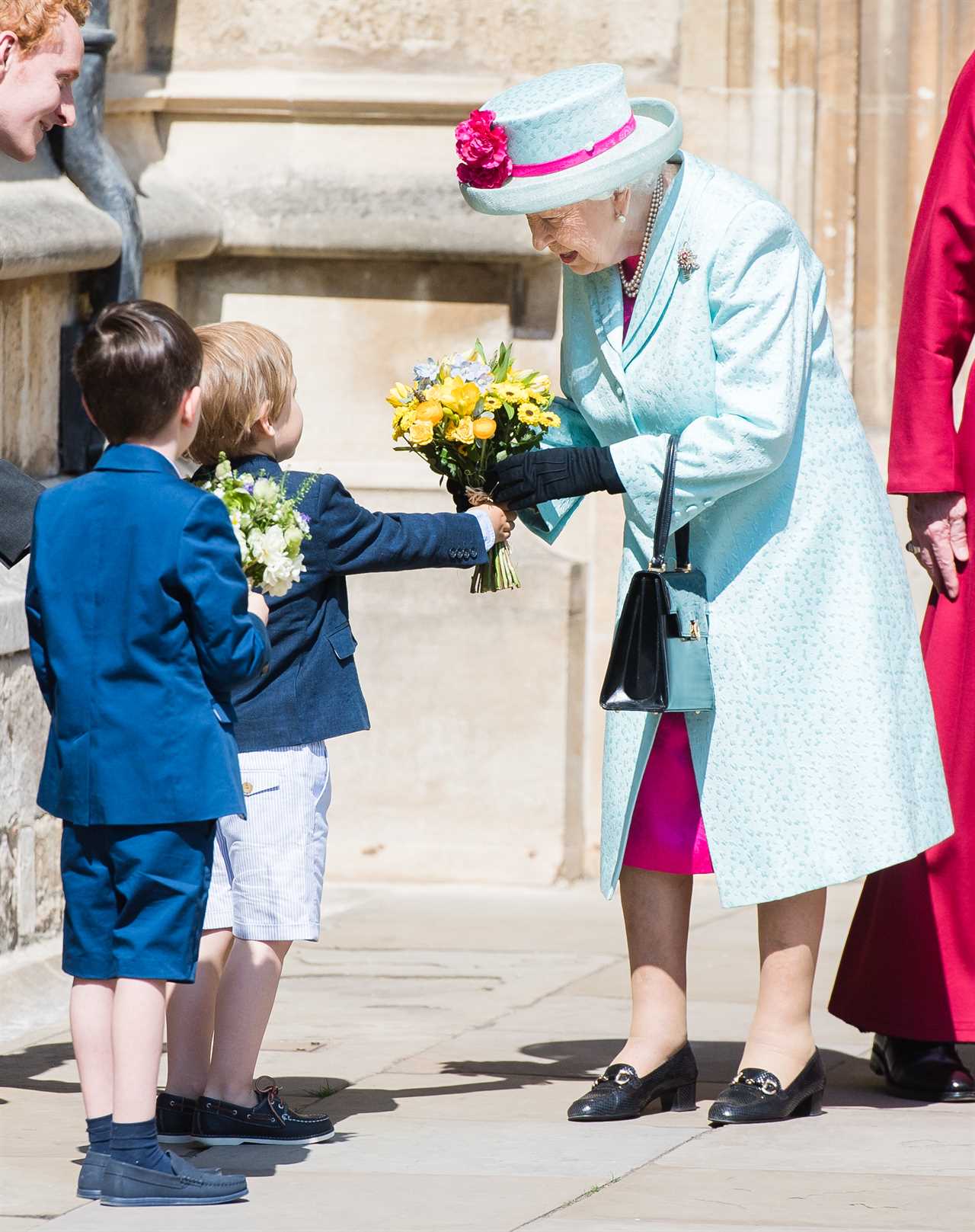 The Queen usually receives a bouquet of flowers from local children after the Maundy event