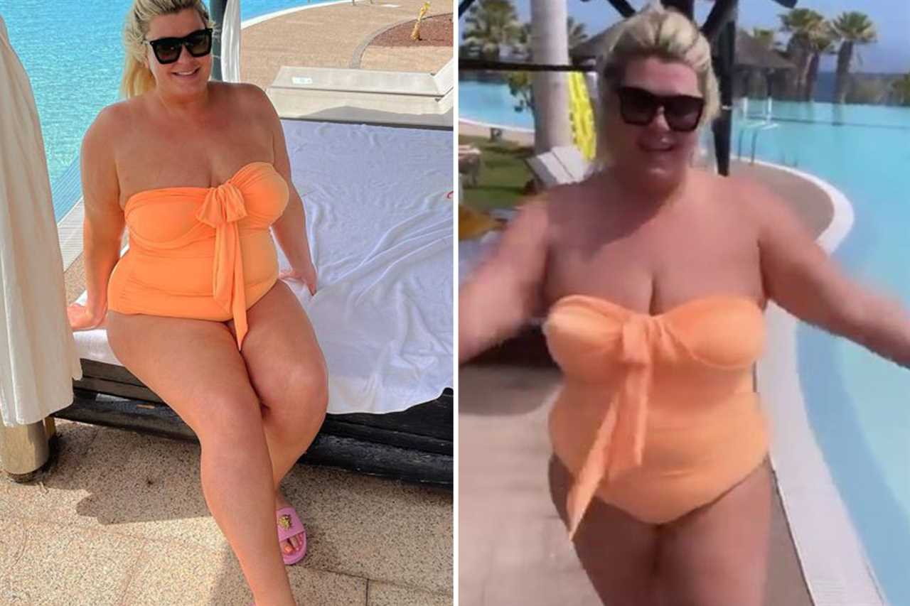 Gemma Collins shows off remarkable weight loss as she strips to skimpy swimsuit in her garden hot tub