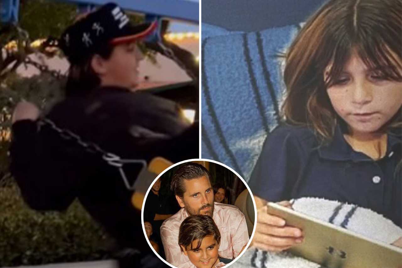 Kourtney Kardashian’s son Mason, 12, makes rare appearance on trip with Travis Barker, but his kids were ‘NOT invited’