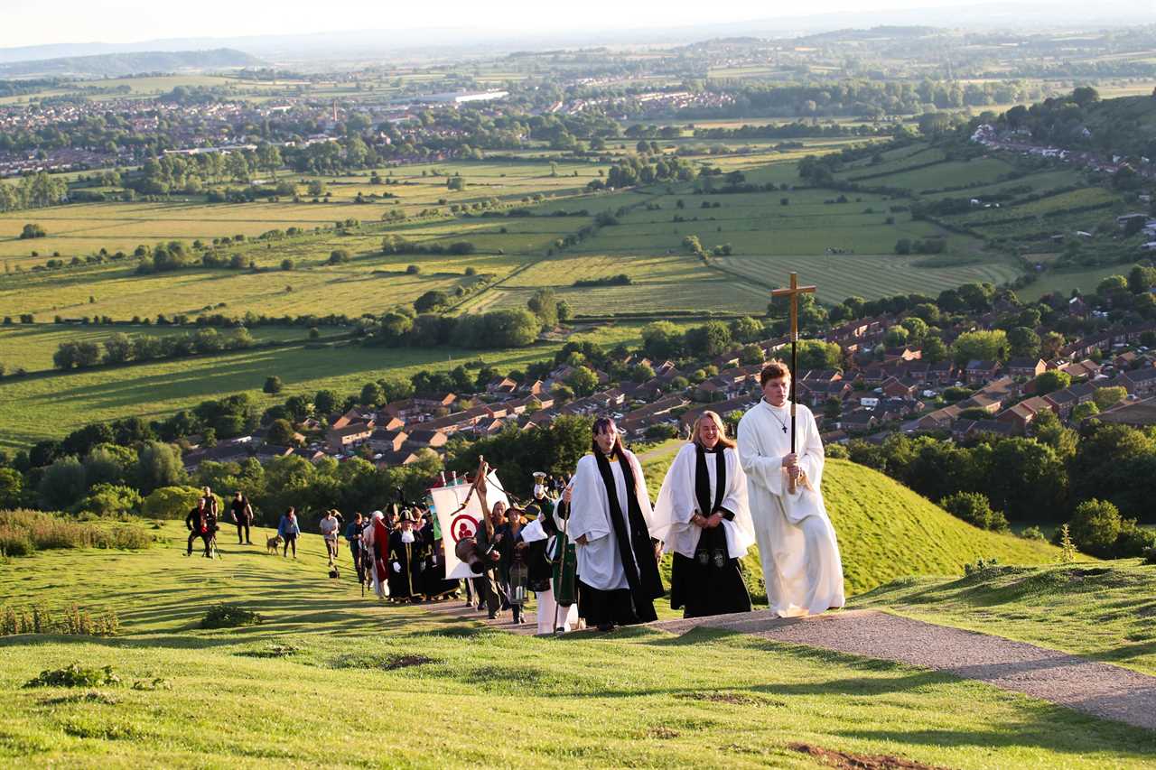 One of the beacons was lit on Glastonbury Tor this evening