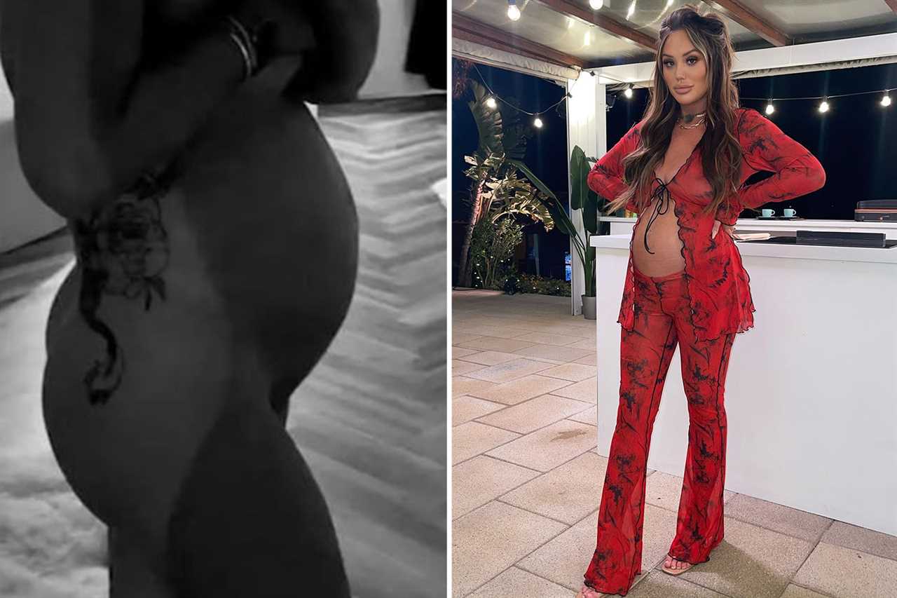 Charlotte Crosby shows off her growing baby bump after heading to Ibiza for Holly Hagan’s  wedding