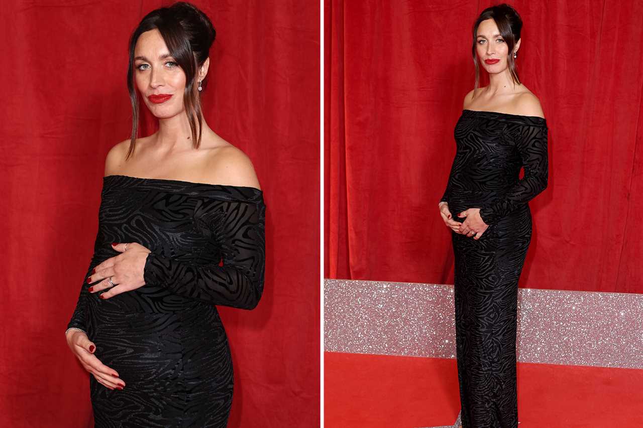 Jorgie Porter shows off her baby bump for first time at Soap Awards after revealing she’s pregnant