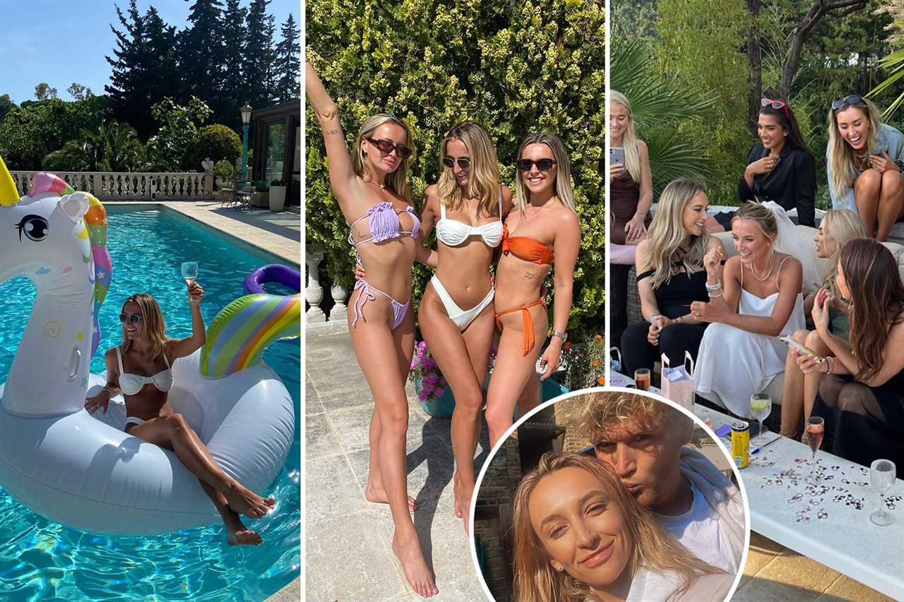Celebs Go Dating star Olivia Bentley goes topless in thong bikini on holiday in Majorca