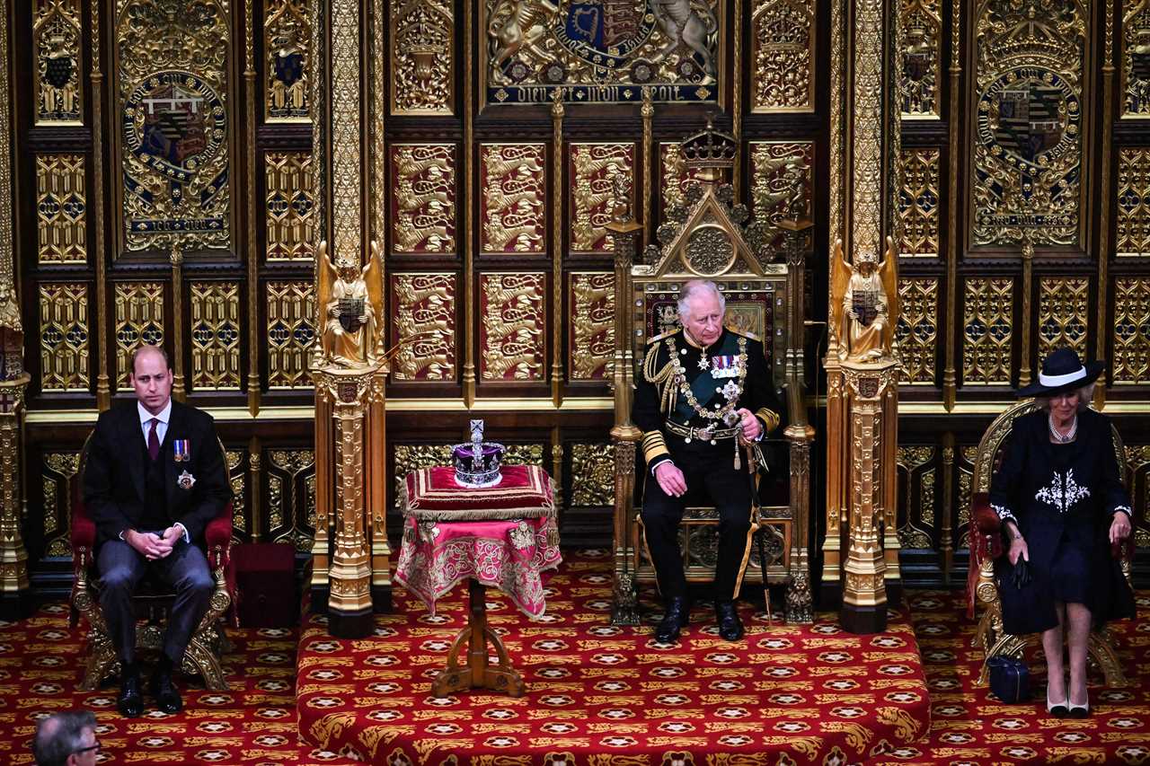 He was joined by William and Camilla for the service 