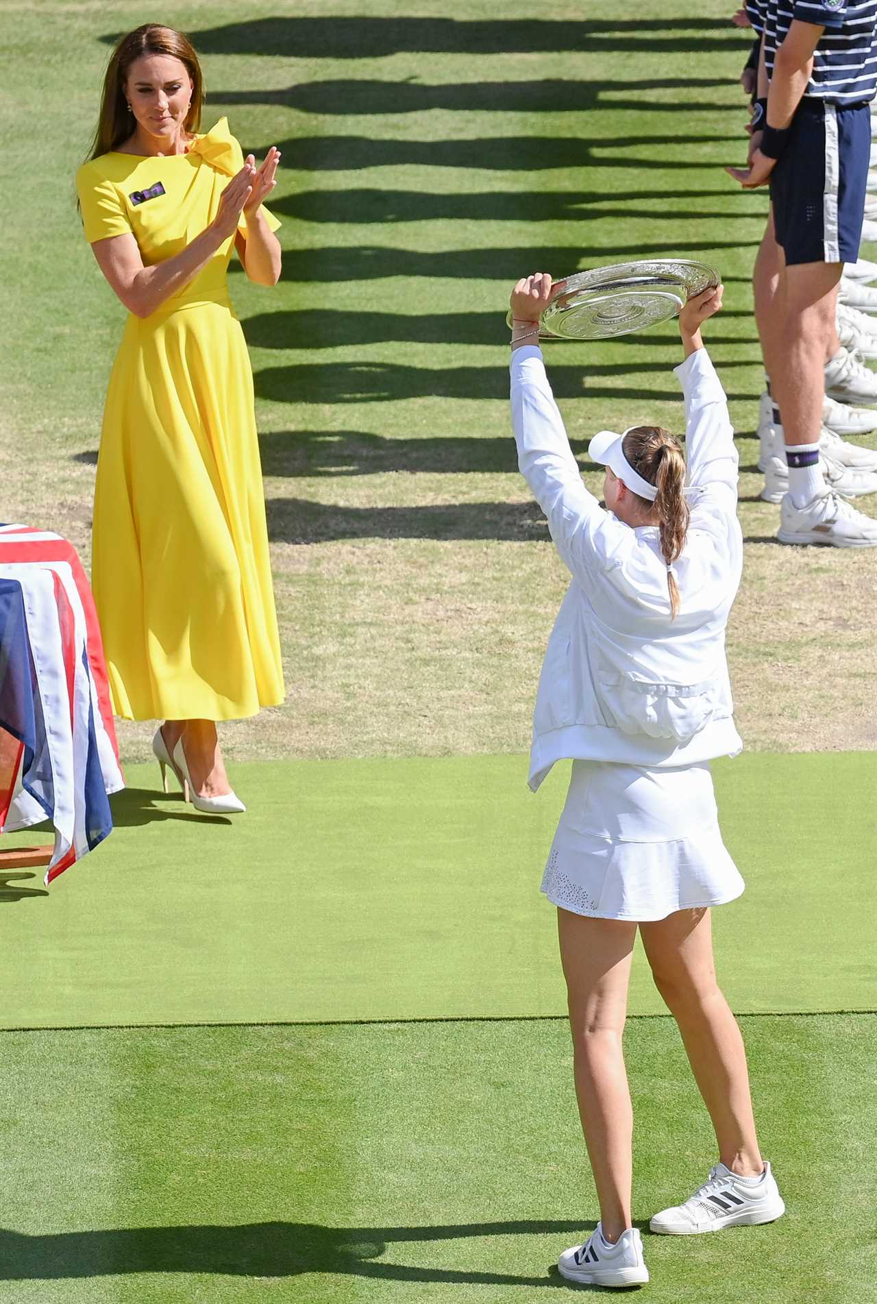 ‘I don’t mean to get into politics but..’ McEnroe says what everybody’s thinking as Kate hands Rybakina Wimbledon trophy