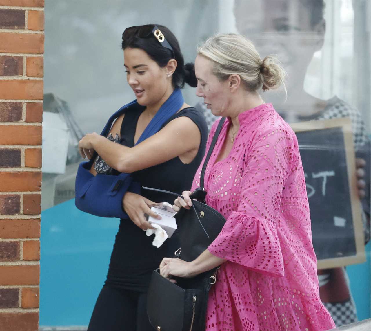 Yazmin Oukhellou looks downcast as she heads to salon with her arm in a sling after Jake McLean’s death