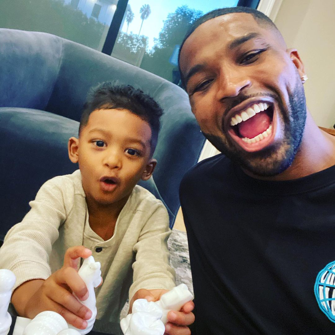 Tristan Thompson reunites with rarely seen son Prince, 5, after wild partying as he expects baby with Khloe Kardashian