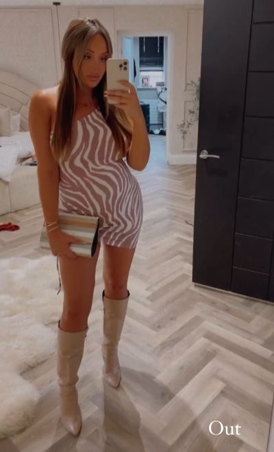 Pregnant Charlotte Crosby shows off growing baby bump in minidress as she heads home with leftovers in Newcastle