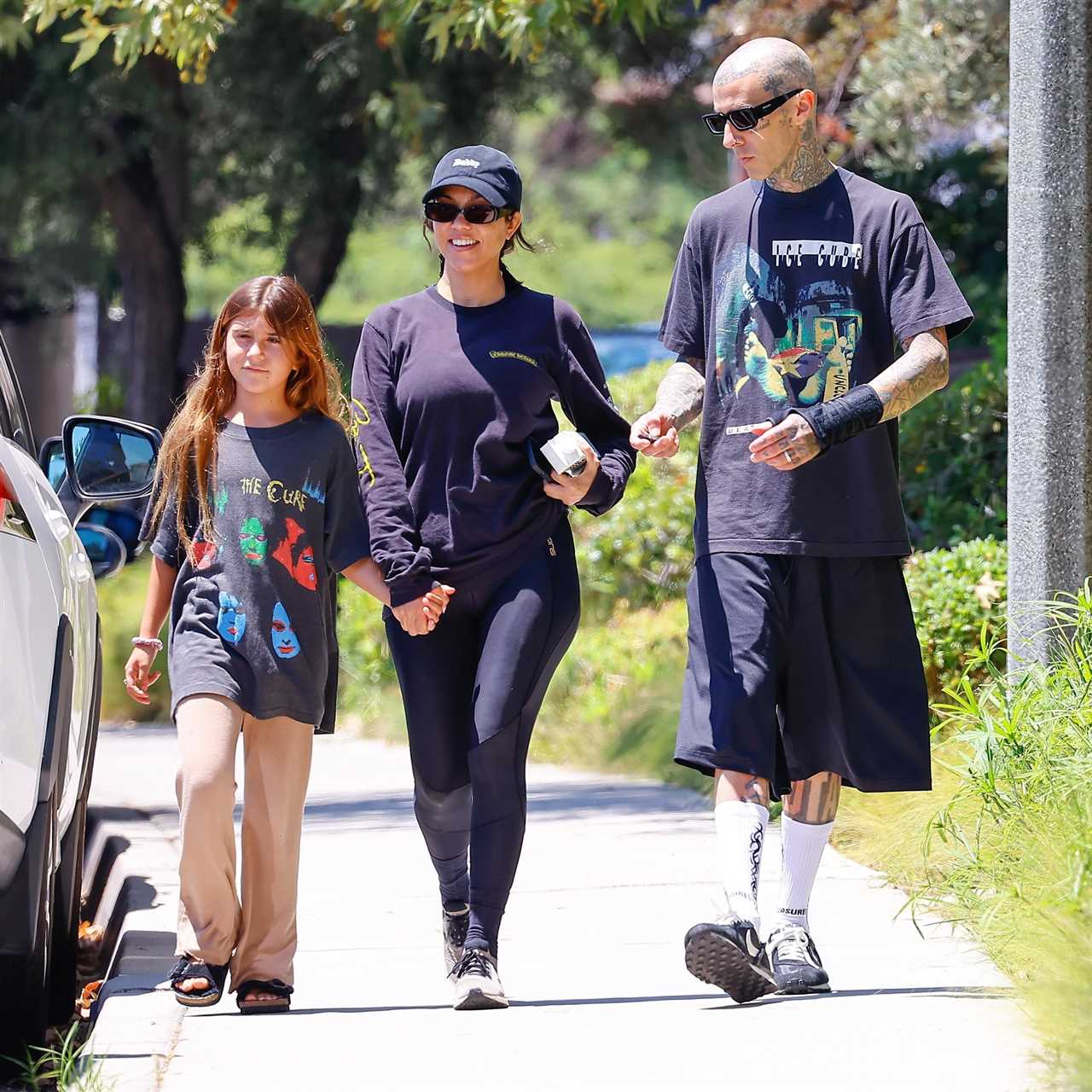 Kourtney Kardashian’s daughter Penelope, 10, ‘copies’ Travis Barker’s rocker style during family outing together in LA