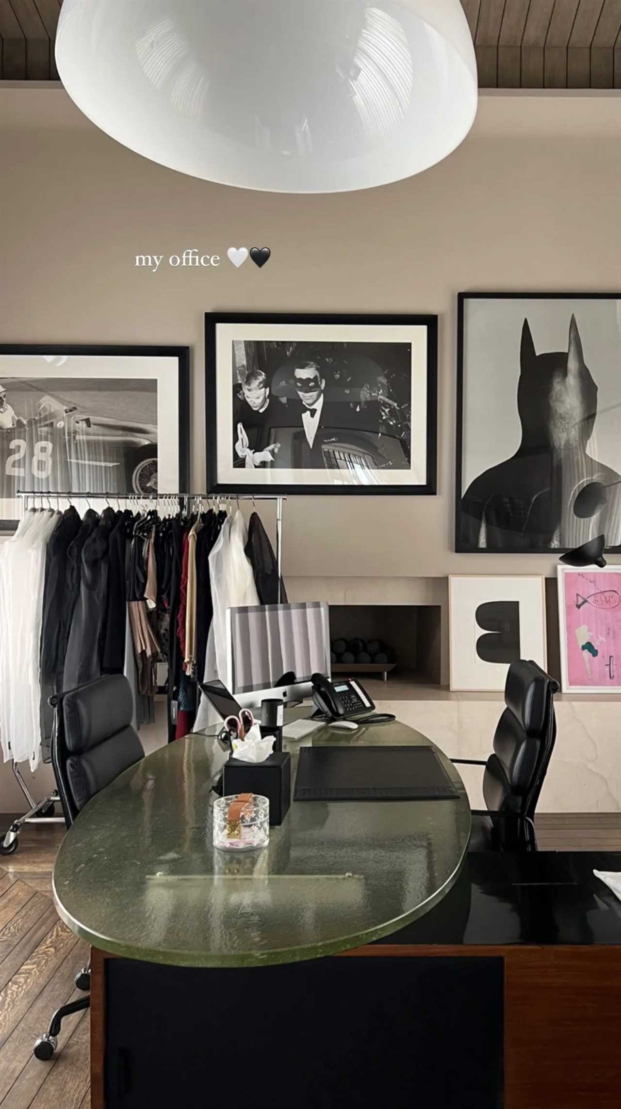 Kourtney Kardashian gives rare glimpse into her office with vintage photos & rack of designer clothes at her $9M mansion