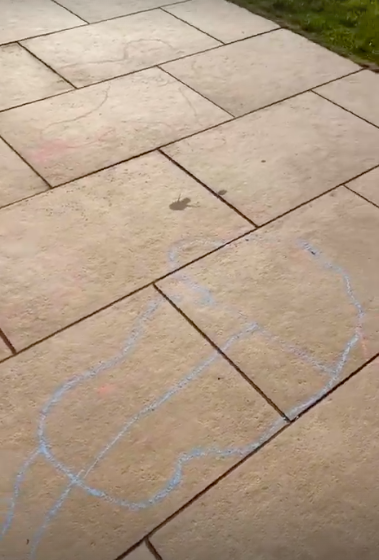 Helen Skelton is left in hysterics at her children’s ‘rude’ chalk drawings in the garden