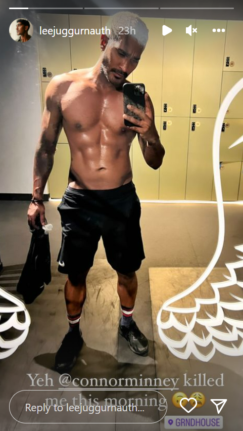 A Place in the Sun star Lee Juggurnauth shows off his six pack abs in sweaty gym selfie