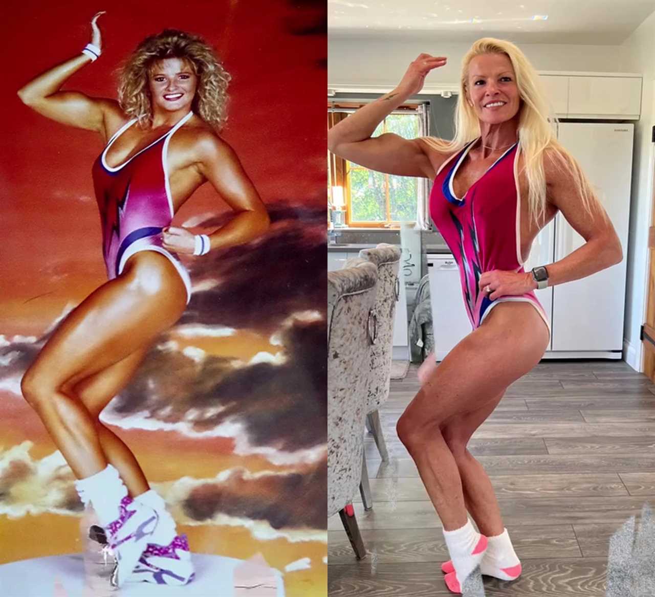 Gladiators star strikes a pose in exact same costume she wore 30 years ago