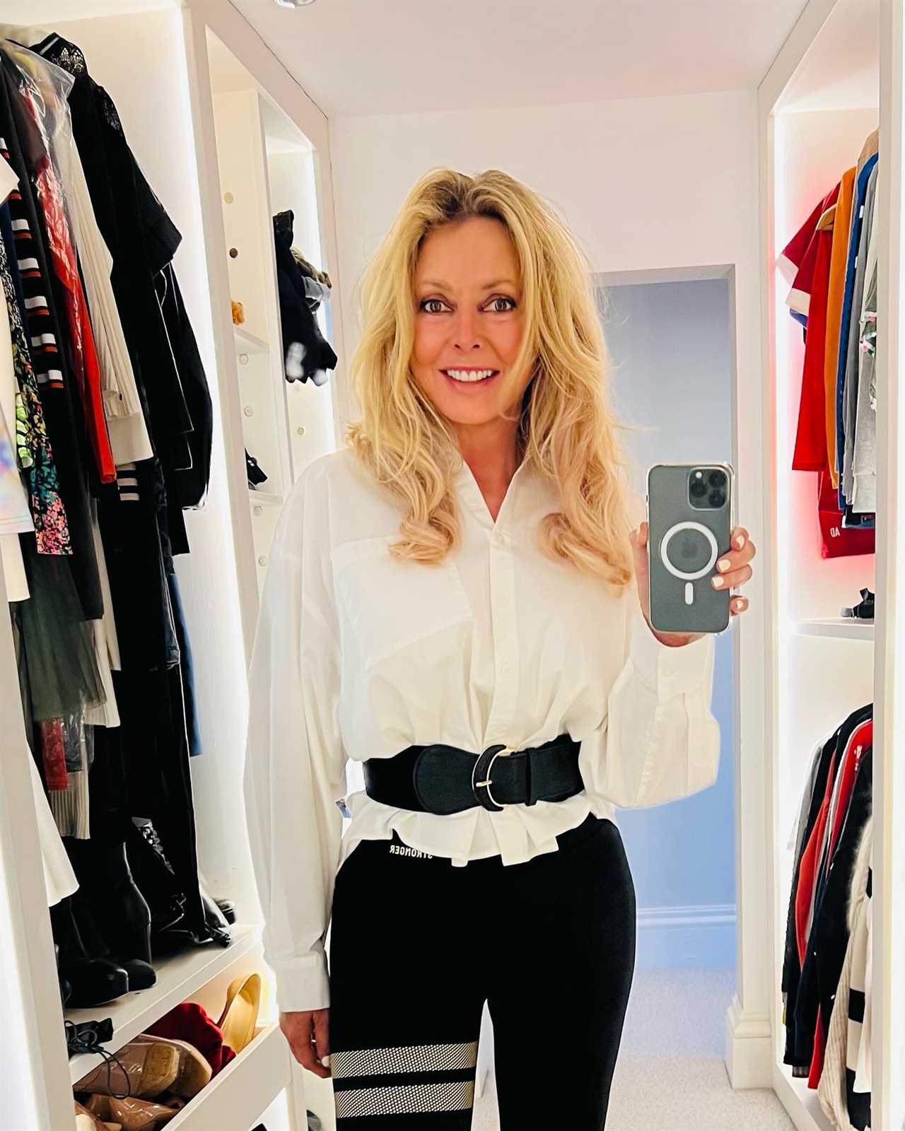 Carol Vorderman flashes her toned figure as she debuts stunning new hair