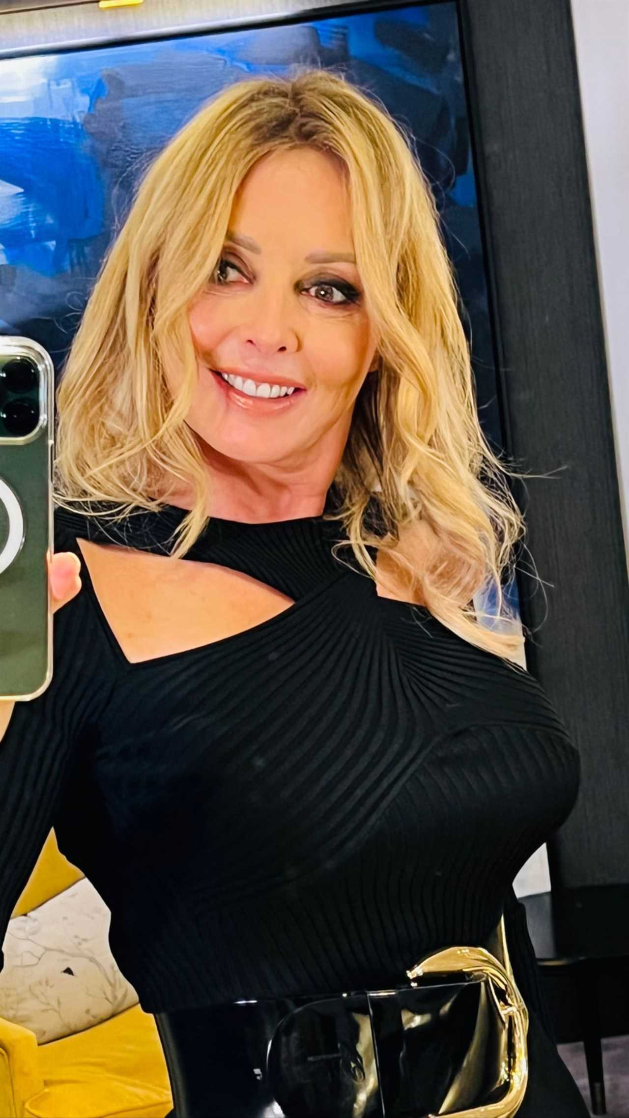 Carol Vorderman posts series of eye-popping pictures as she poses in tight black top