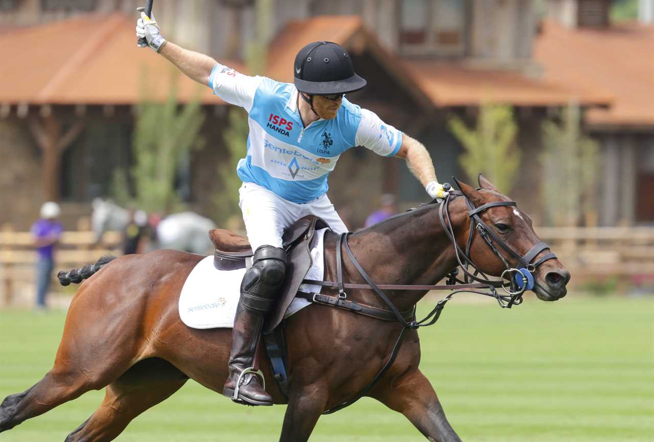 Jubilant Prince Harry lifts trophy after winning polo title with team in charity tournament where he scored hattrick