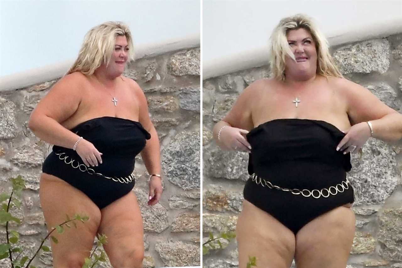 Gemma Collins looks more loved up than ever with fiancé Rami as they kiss in the sea in Greece