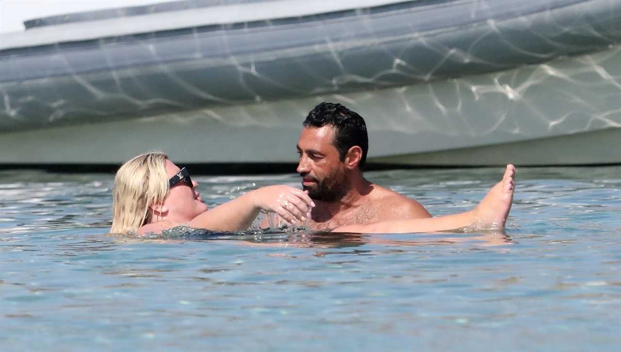 Gemma Collins looks more loved up than ever with fiancé Rami as they kiss in the sea in Greece