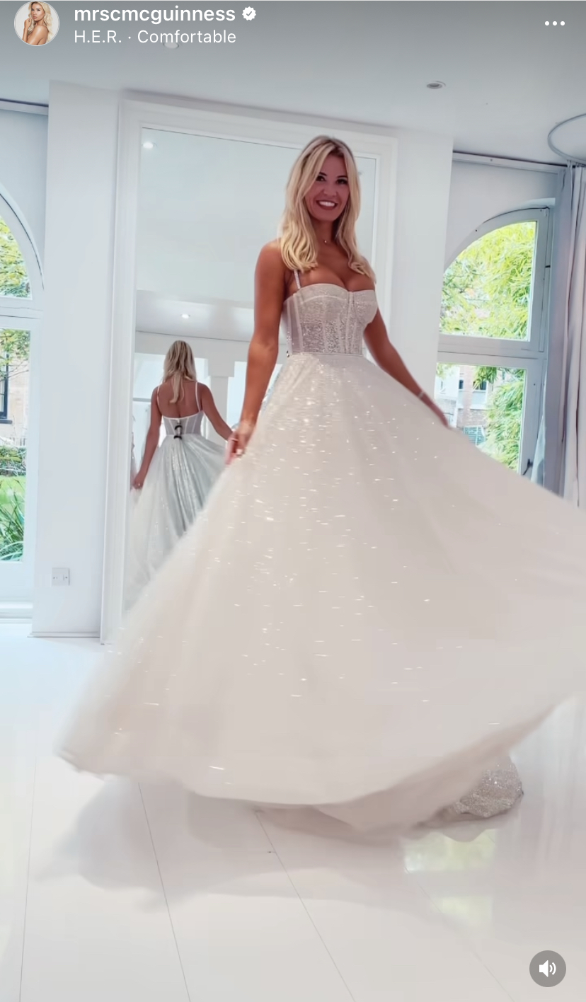 Christine McGuinness tries on wedding dress following split from husband Paddy and jokes ‘save the date’