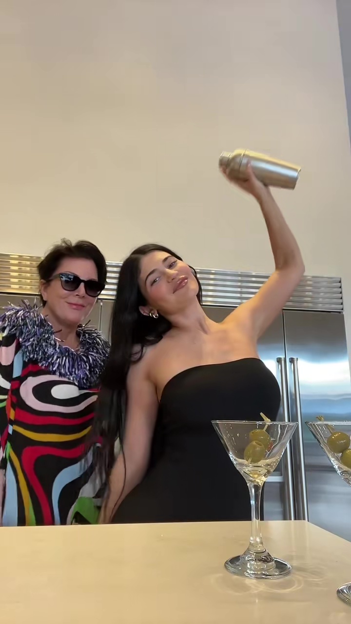 Kylie Jenner shows off her real post-baby body in tight dress as she drinks with mom Kris in new video