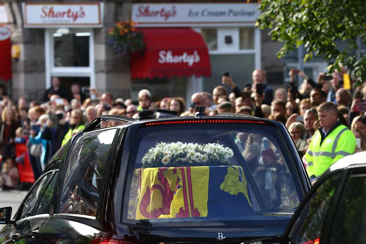 Emotional Princess Anne looks sombre as she and her husband Admiral Sir Tim Laurence accompany the Queen’s coffin