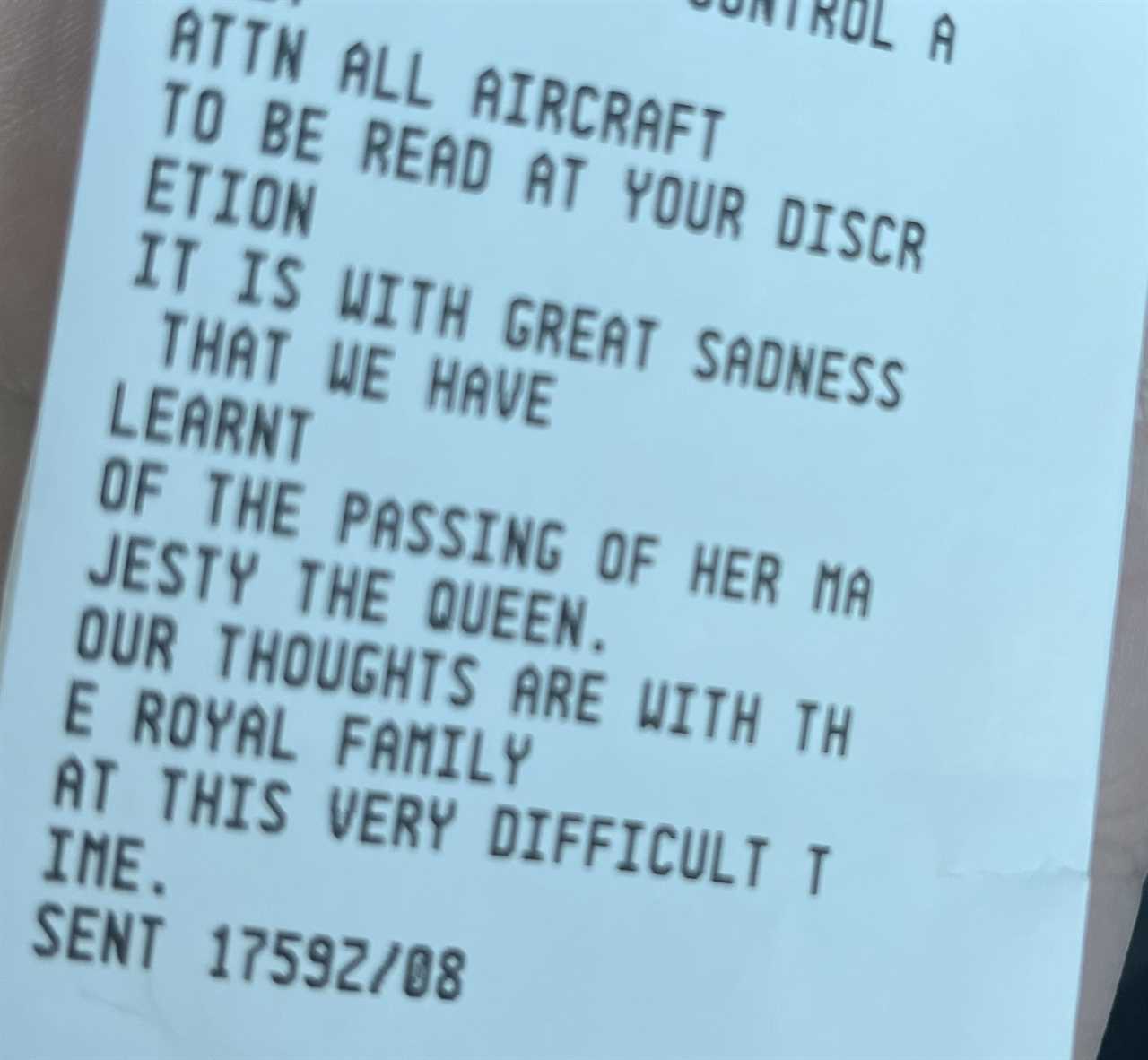 Pilot reveals how they were told of the Queen’s death mid-flight