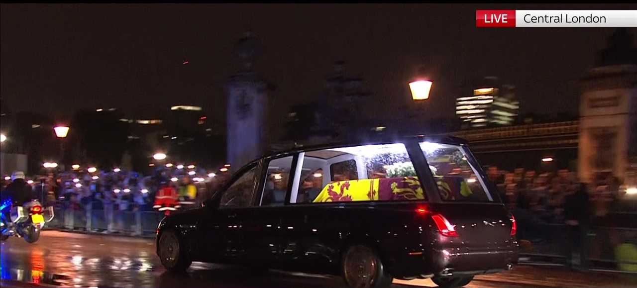 Mourners line the streets as the Queen’s coffin is brought to London before millions will pay their final respects