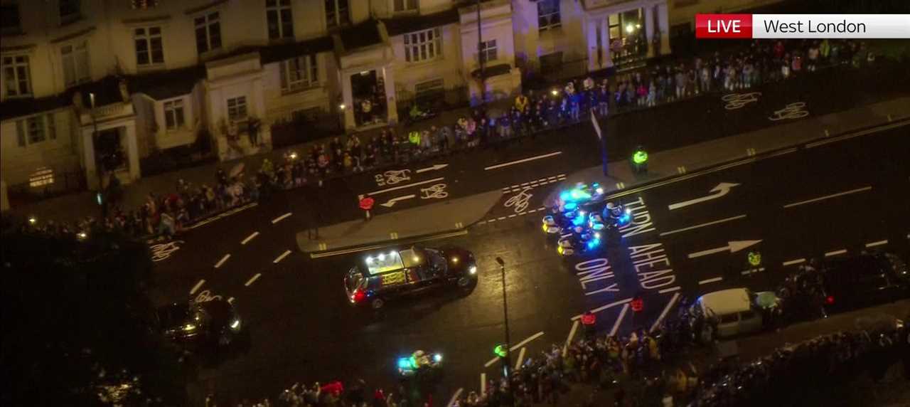 Mourners line the streets as the Queen’s coffin is brought to London before millions will pay their final respects