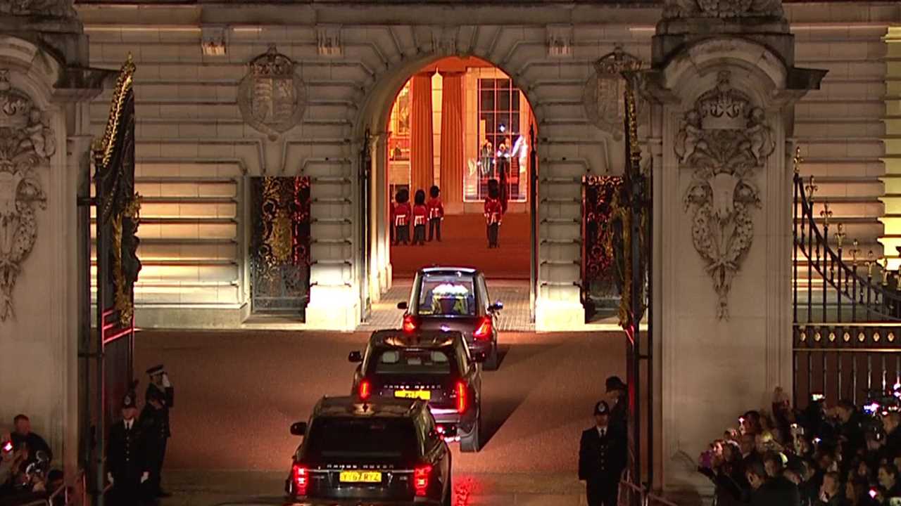 Mourners line the streets as the Queen’s coffin is brought to London before millions will pay their final respects