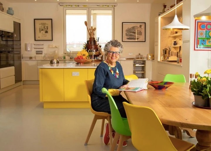 Inside GBBO star Prue Leith’s home with amazing bright yellow kitchen