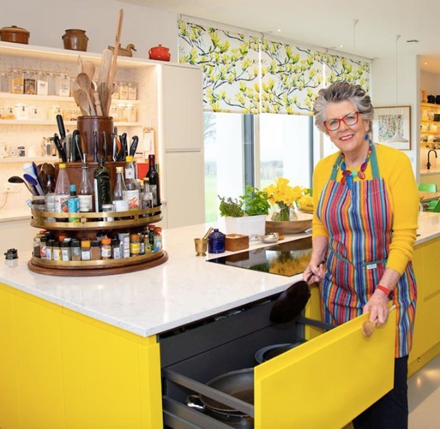 Inside GBBO star Prue Leith’s home with amazing bright yellow kitchen