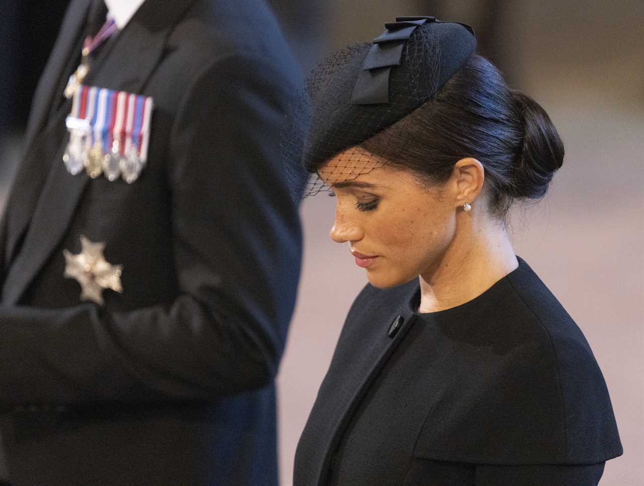 Meghan Markle makes a touching tribute to the Queen during the Westminster service as she follows royal tradition