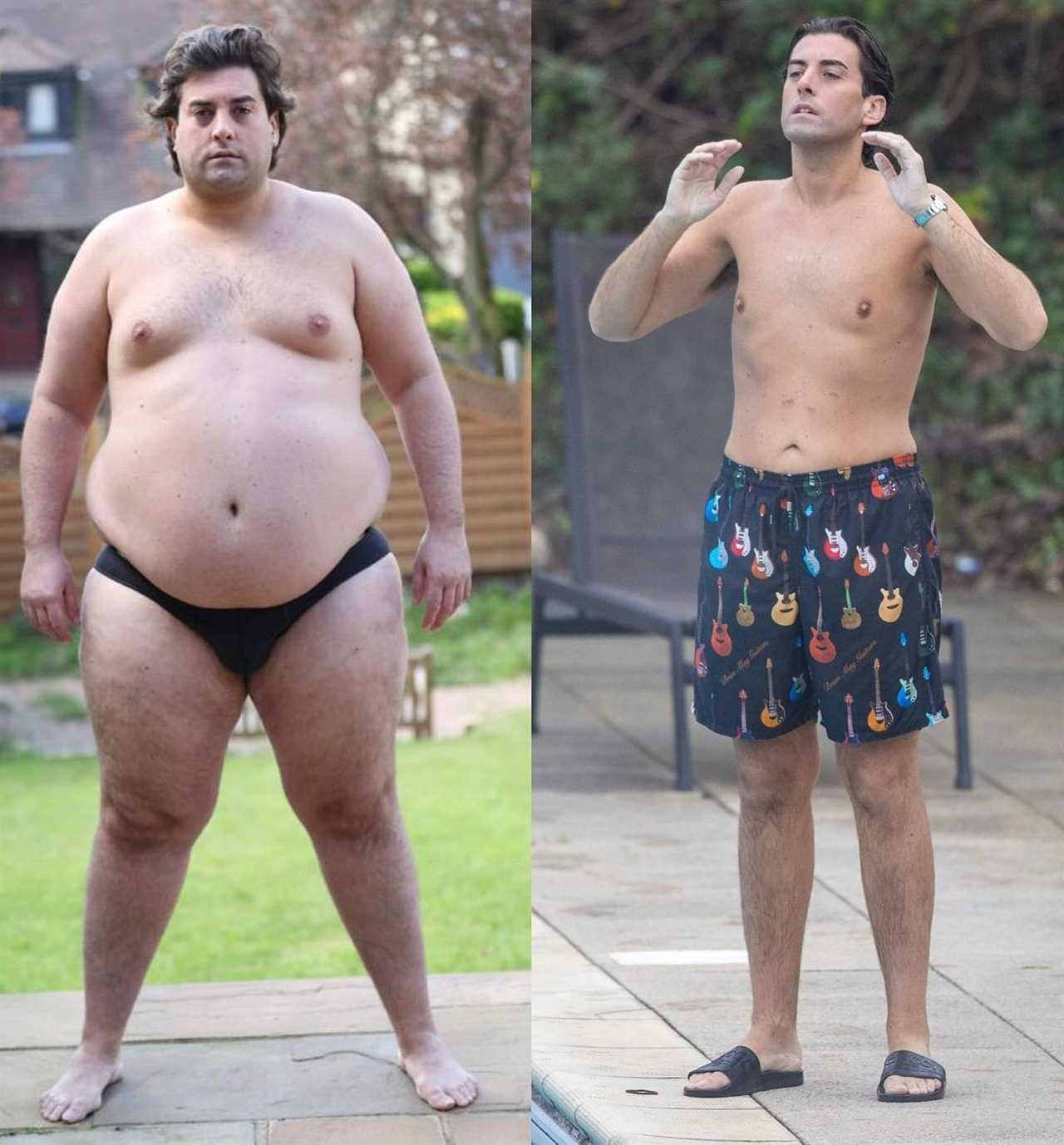 James Argent looks slimmer than ever as he poses topless while swimming in Italy