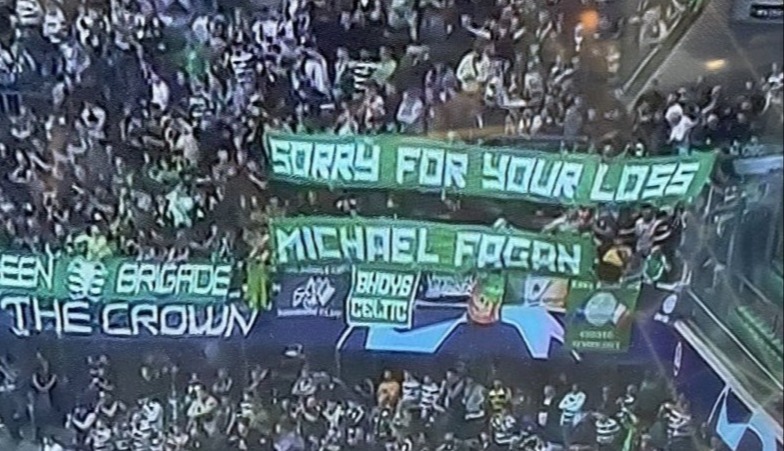 Celtic fans display massive ‘f*** the crown’ banner as players wear black armbands in tribute to The Queen