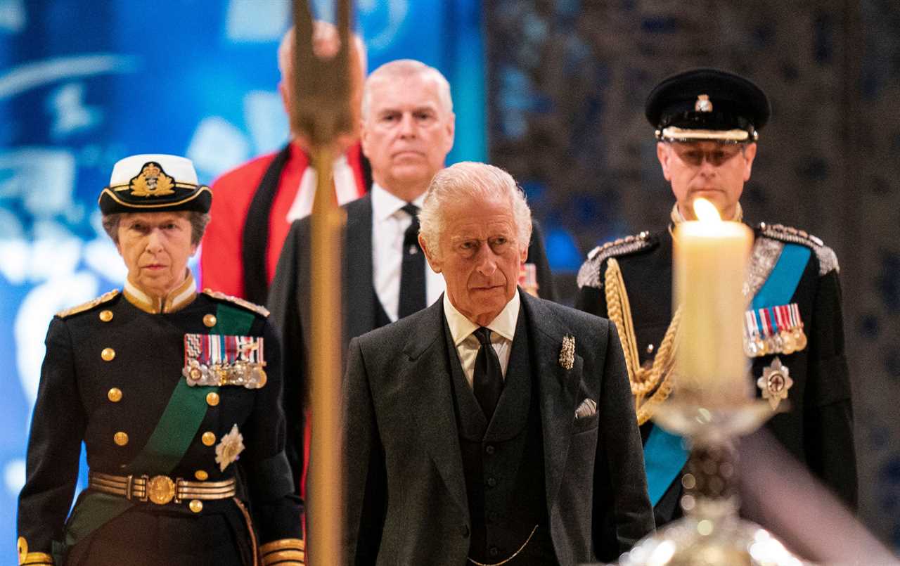 Prince Andrew appears in military uniform as he stands vigil beside Queen’s coffin with King Charles, Anne and Edward